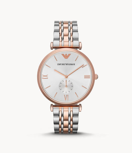 Emporio Armani Women’s Quartz Two Tone Stainless Steel Silver Dial 40mm Watch AR1677