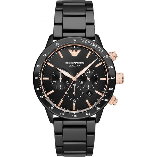 Emporio Armani Men’s Quartz Black Ceramic Black Dial 43mm Watch AR70002