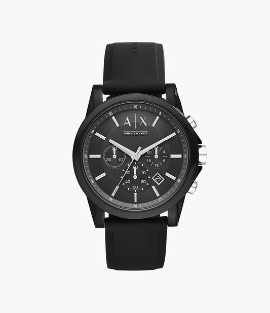 Armani Exchange Chronograph Black Silicone Watch AX1326