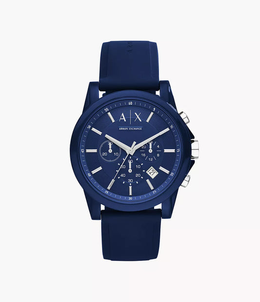 Armani Exchange Chronograph Blue Silicone Watch AX1327
