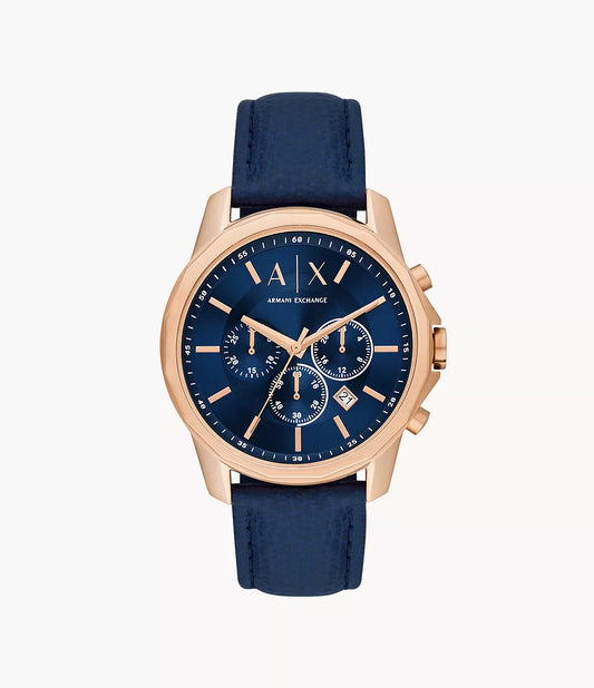 Armani Exchange Chronograph Blue Leather Watch AX1723