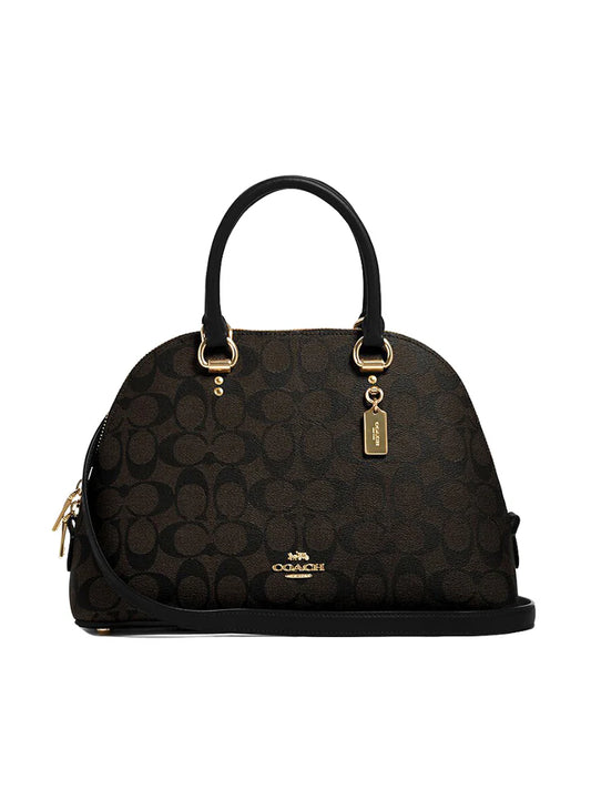 Coach Katy Satchel In Signature Canvas Brown Black