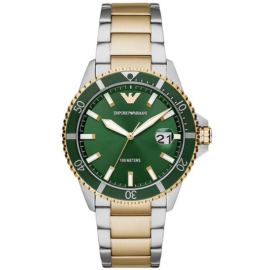 Emporio Armani Men’s Quartz Two-tone Stainless Steel Green Dial 42mm Watch AR80063