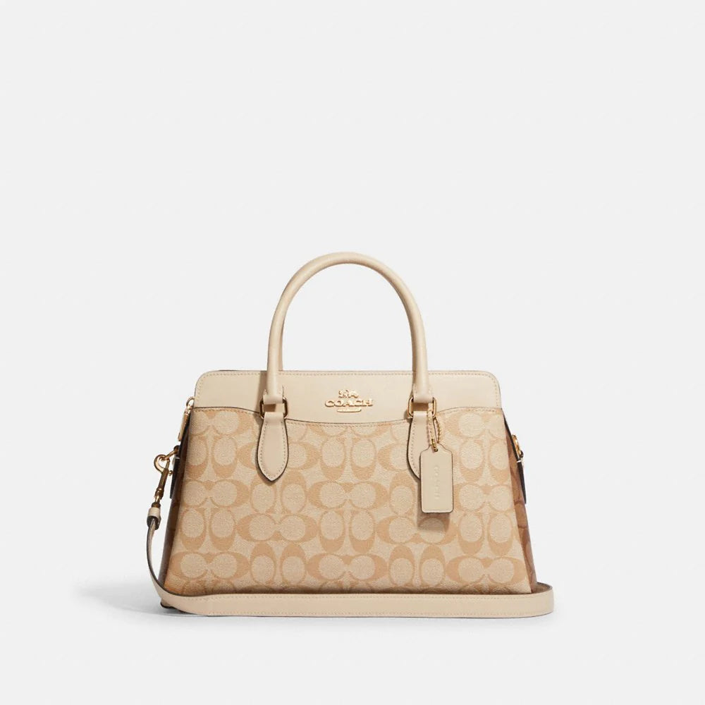 Coach Darcie Carryall in Blocked Signature Canvas Light Khaki Multi