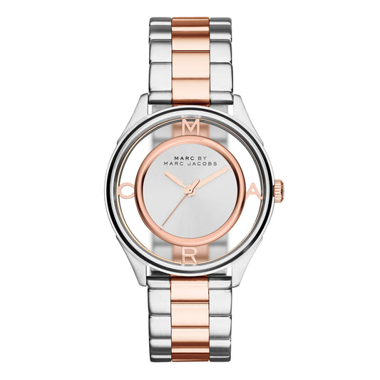 Marc By Marc Jacobs Tether Silver Transparent Dial Two-Tone Ladies Watch MBM3436