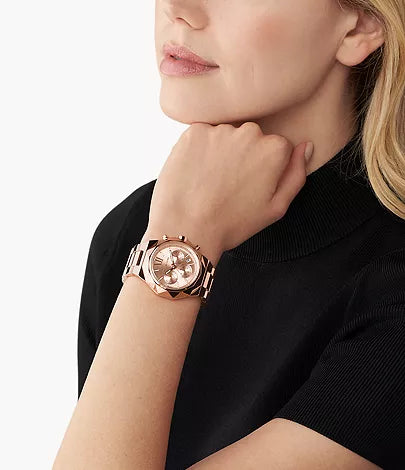 chael Kors Raquel Chronograph Rose Gold-Tone Stainless Steel Watch