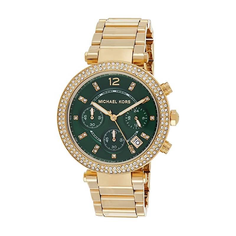 Michael Kors Women’s Quartz Chronograph Stainless Steel Green Dial 38mm Watch MK6263