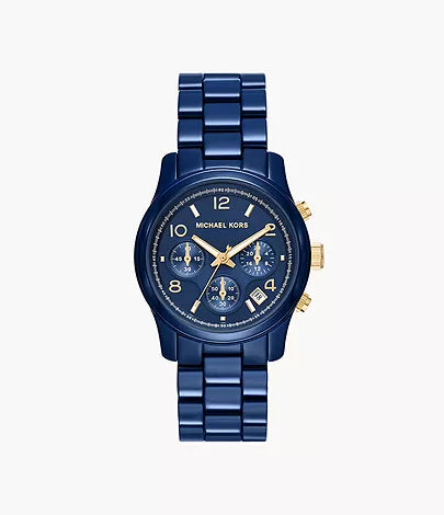 Michael Kors Women's Runway Chronograph Navy-Coated Stainless Steel Watch