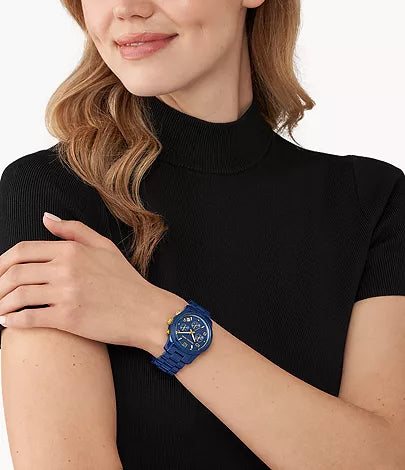 Michael Kors Women's Runway Chronograph Navy-Coated Stainless Steel Watch