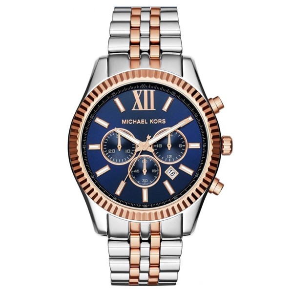 Michael Kors Men’s Quartz Two tone Stainless Steel Blue Dial 45mm Watch MK8412