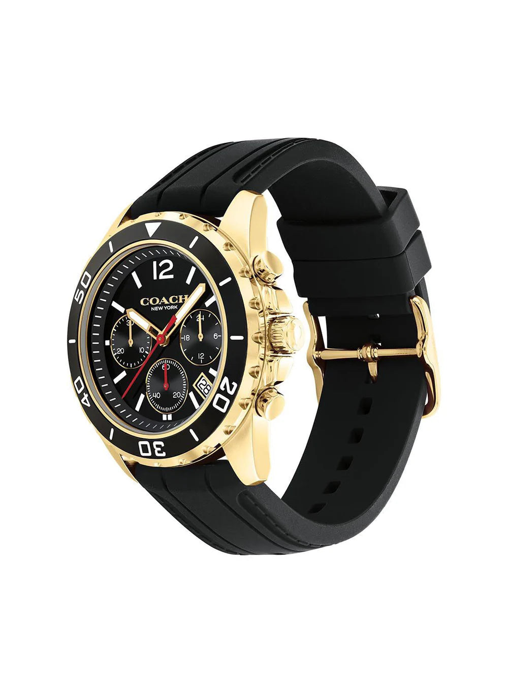 Coach KENT BLACK SILICON STRAP GOLD MEN'S WATCH 14602564