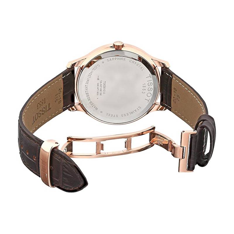 Tissot Tradition Blue Dial and Brown Synthetic Leather Alligator-Style grained cowhide Strap T0636103604700