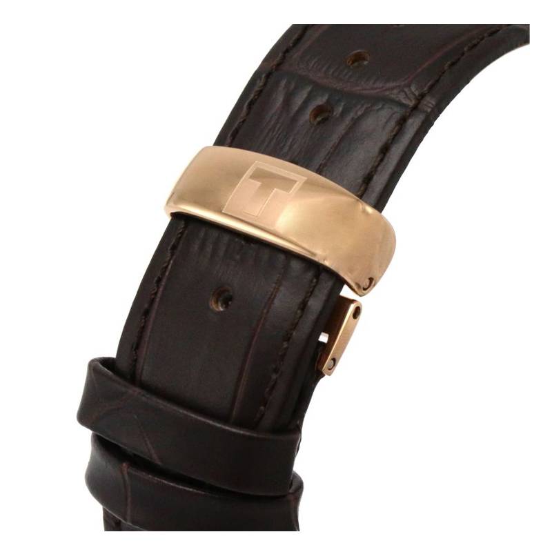 Tissot Tradition Blue Dial and Brown Synthetic Leather Alligator-Style grained cowhide Strap T0636103604700