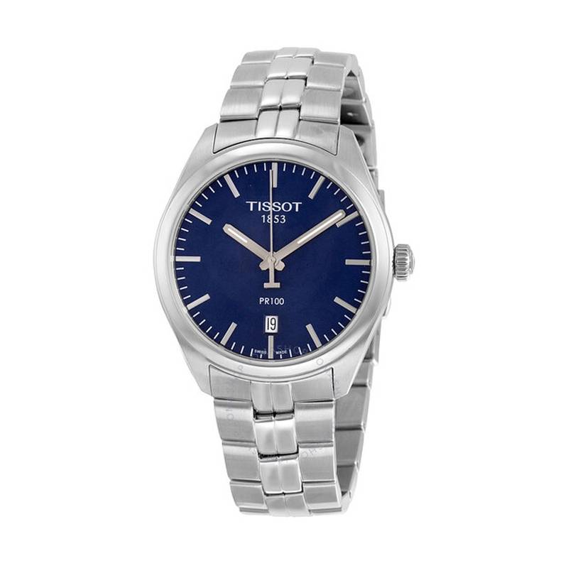 TISSOT PR 100 Blue Dial and Grey Stainless Steel Strap T1014101104100