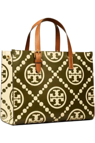 T MONOGRAM CONTRAST EMBOSSED SMALL TOTE