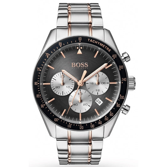 Hugo Boss Men’s Chronograph Quartz Stainless Steel Grey Dial 44mm Watch 1513634