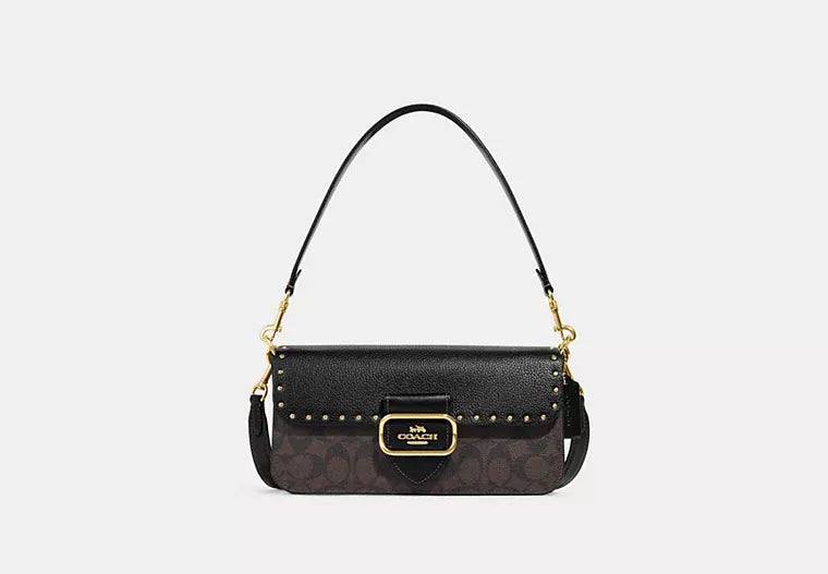 Coach Morgan Shoulder Bag In Colorblock Signature Canvas With Rivets