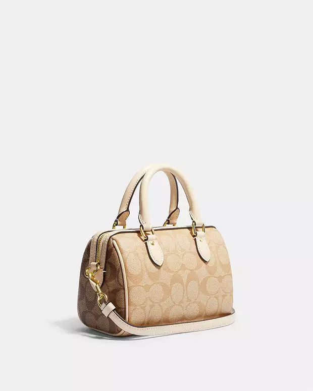 Coach Mini Rowan Satchel In Blocked Signature Canvas