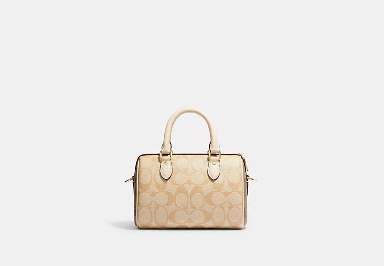 Coach Mini Rowan Satchel In Blocked Signature Canvas