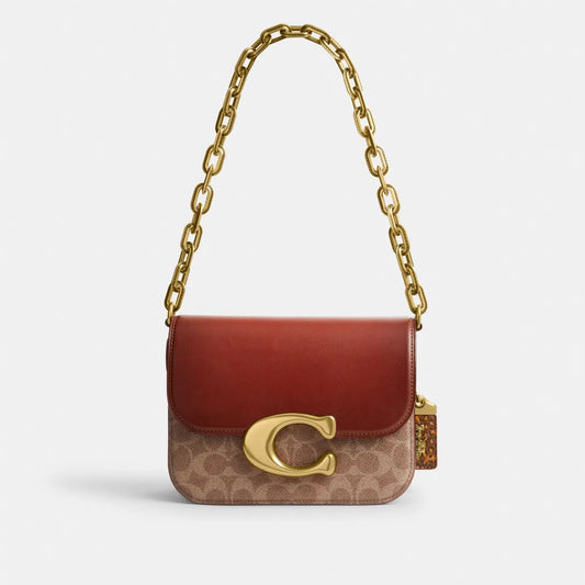 Coach Idol Bag In Signature Canvas With Snakeskin Detail