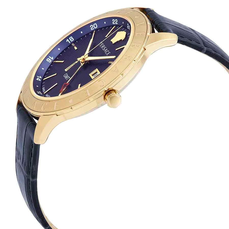 Versace Univers Navy Blue Leather Strap Navy Blue Dial Quartz Watch for Gents - VEBK 00318