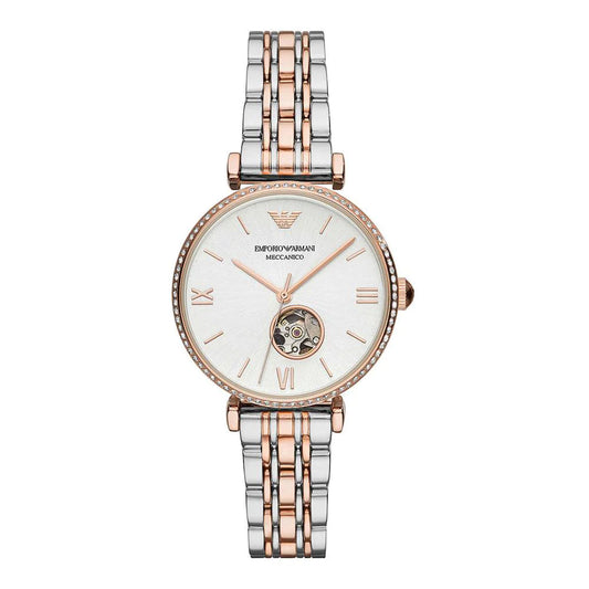 Emporio Armani Women’s Automatic Stainless Steel White Open Heart Dial 34mm Watch AR60019