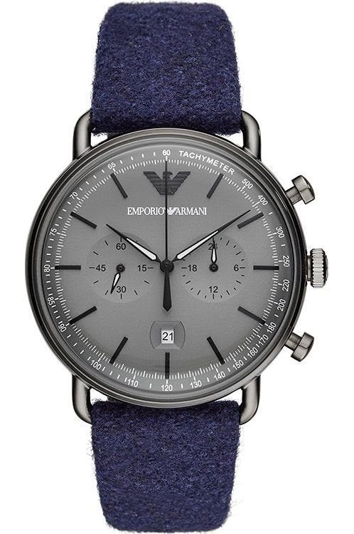 Emporio Armani Men’s Quartz Fabric Strap Grey Dial 42mm Watch AR11144