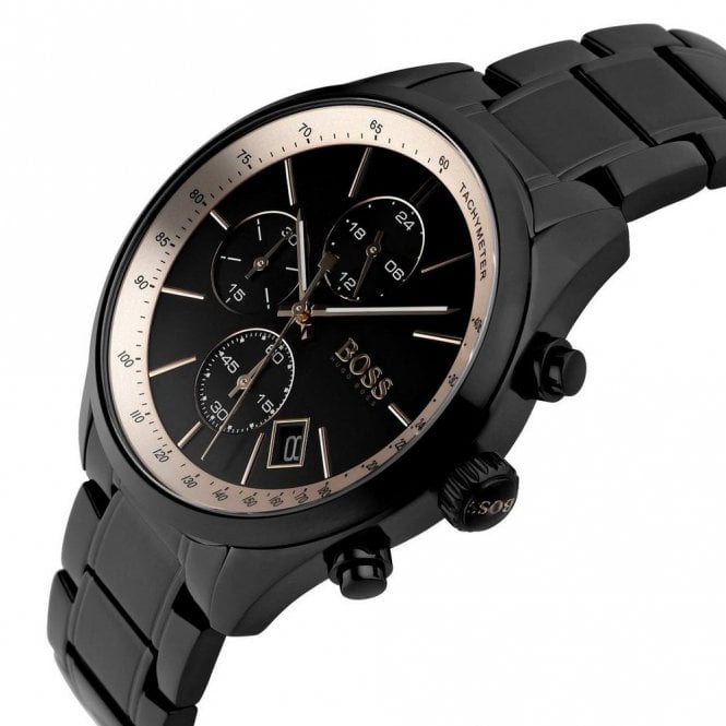 Hugo Boss Men’s Chronograph Quartz Stainless Steel Strap Black Dial 44mm Watch 1513578