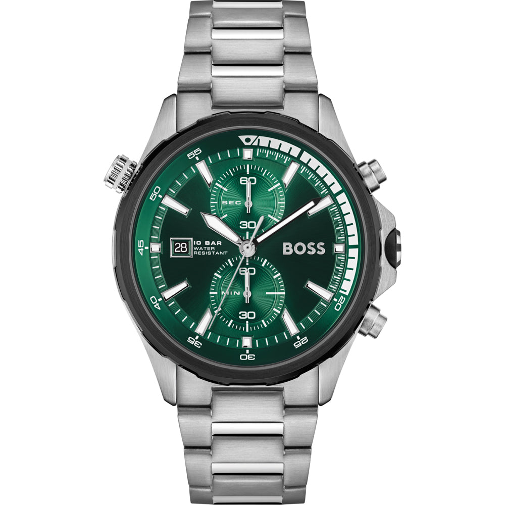 Hugo Boss Men’s Quartz Silver Stainless Steel Green  Watch 1513930