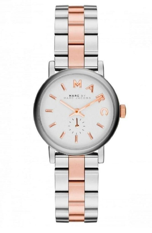 Marc by Marc Jacobs Ladies Mini Baker Silver and Rose Watch MBM3331