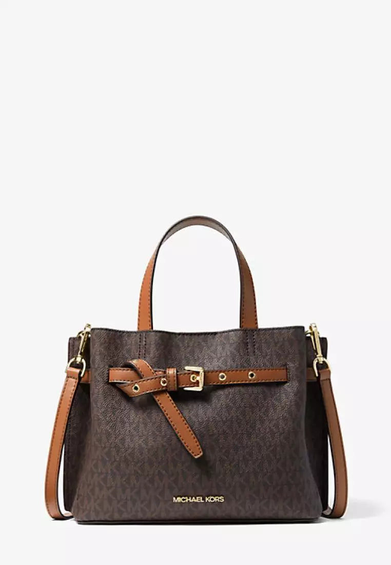 Michael Kors Emilia Satchel Small Logo Satchel Brown