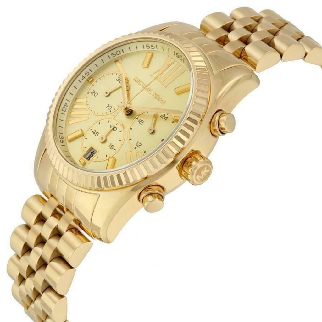 Michael Kors Women’s Chronograph Quartz Stainless Steel Gold Dial 38mm Watch MK5556