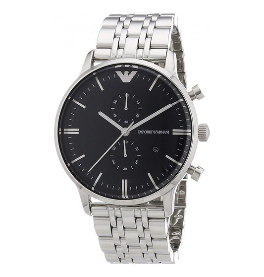 Emporio Armani Men’s Quartz Stainless Steel Black Dial 43mm Watch AR0389