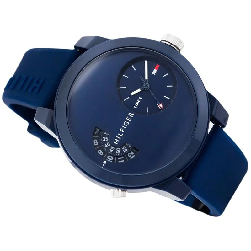 Tommy Hilfiger Men’s Quartz Silicone Strap Blue Dial 44mm Watch c