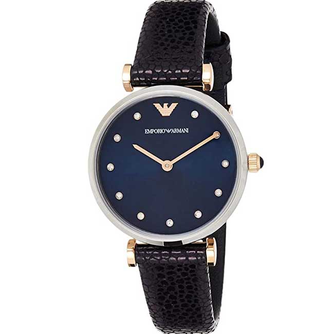 Emporio Armani Women’s Quartz Leather Strap Blue Dial 33mm Watch AR1989