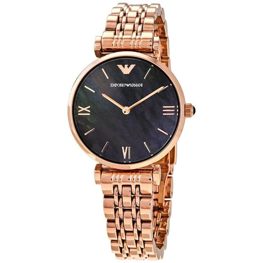 Emporio Armani Women’s Analog Stainless Steel Black Dial 32mm Watch AR11145