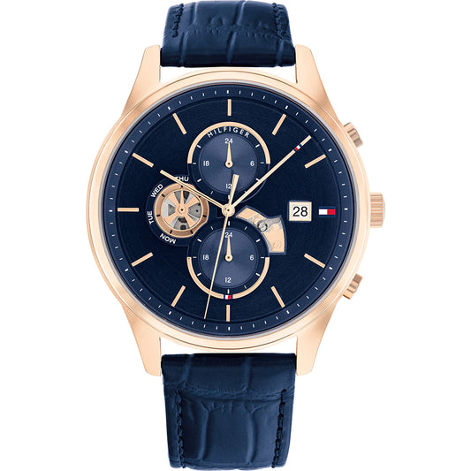 Tommy Hilfiger Men’s Quartz Blue Leather Strap Blue Dial 44mm Watch 1710503