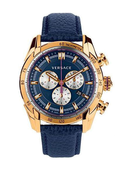 Versace V-Ray Blue Leather Strap Blue Dial Chronograph Quartz Watch for Gents – VDB 030014