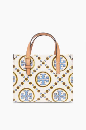 Tory Burch T Monogram Contrast Embossed Square Tote (Mini)