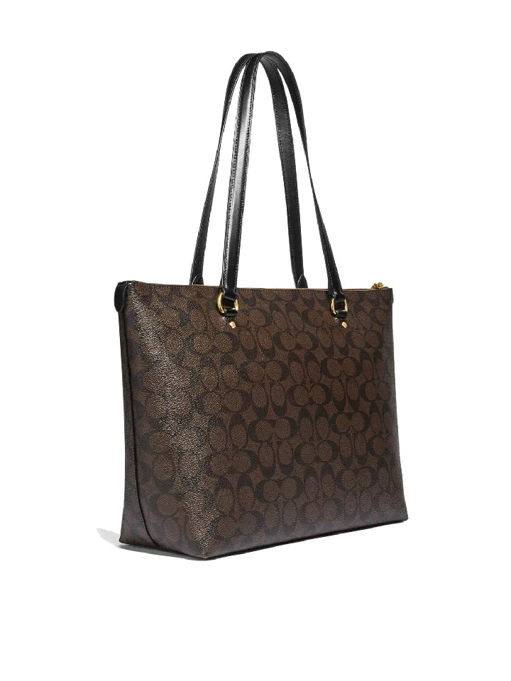 Coach Gallery Tote In Signature Canvas Brown Black