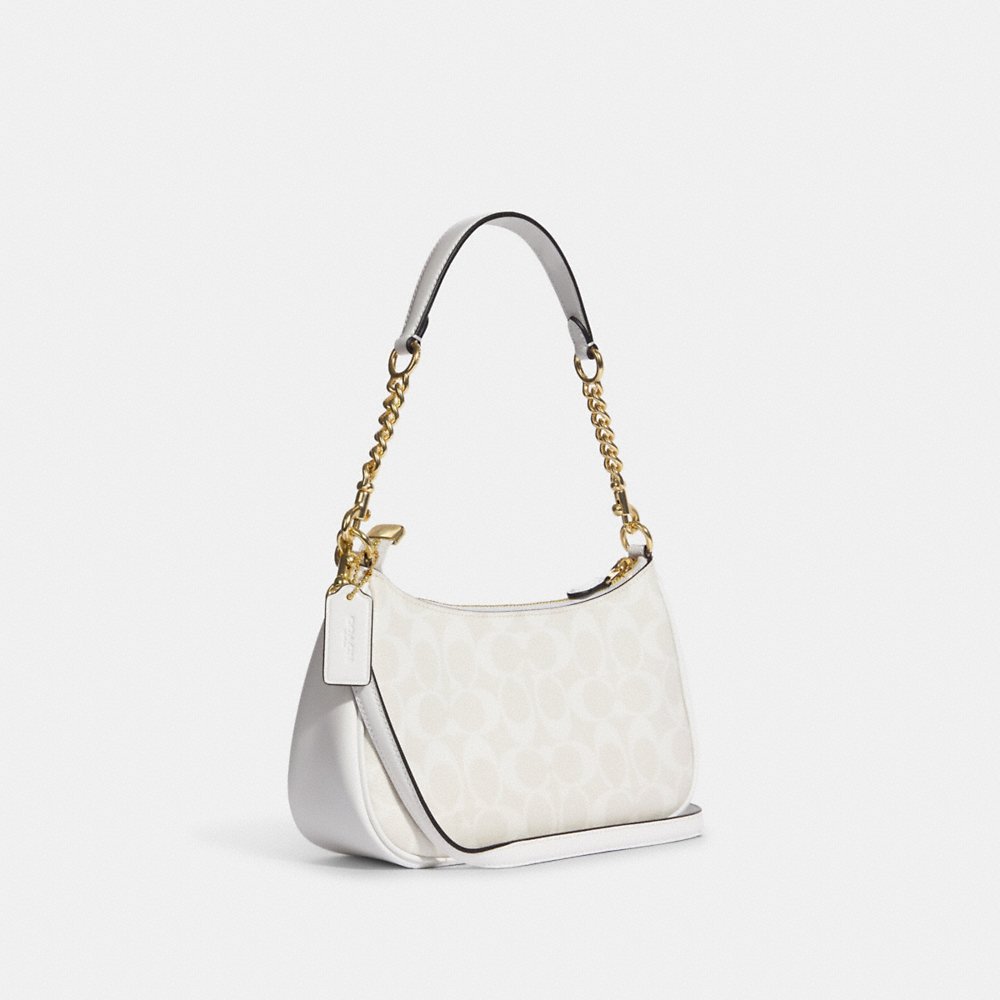 Coach Teri Shoulder Bag In Signature Canvas in Chalk/Glacierwhite