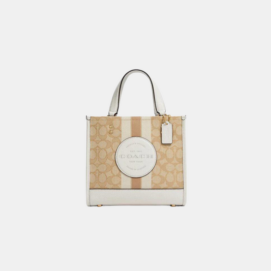 Coach Dempsey Tote 22 In Signature Jacquard With Coach Patch And Stripe