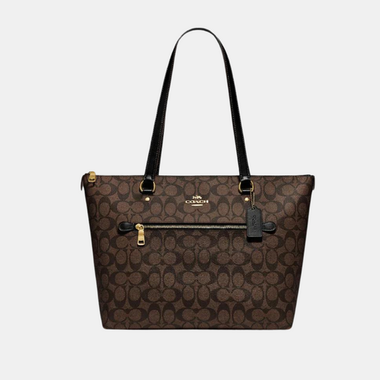 Coach Gallery Tote In Signature Canvas Brown Black