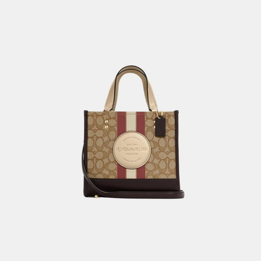 Coach Dempsey Tote 22 In Signature Jacquard With Coach Patch And Stripe