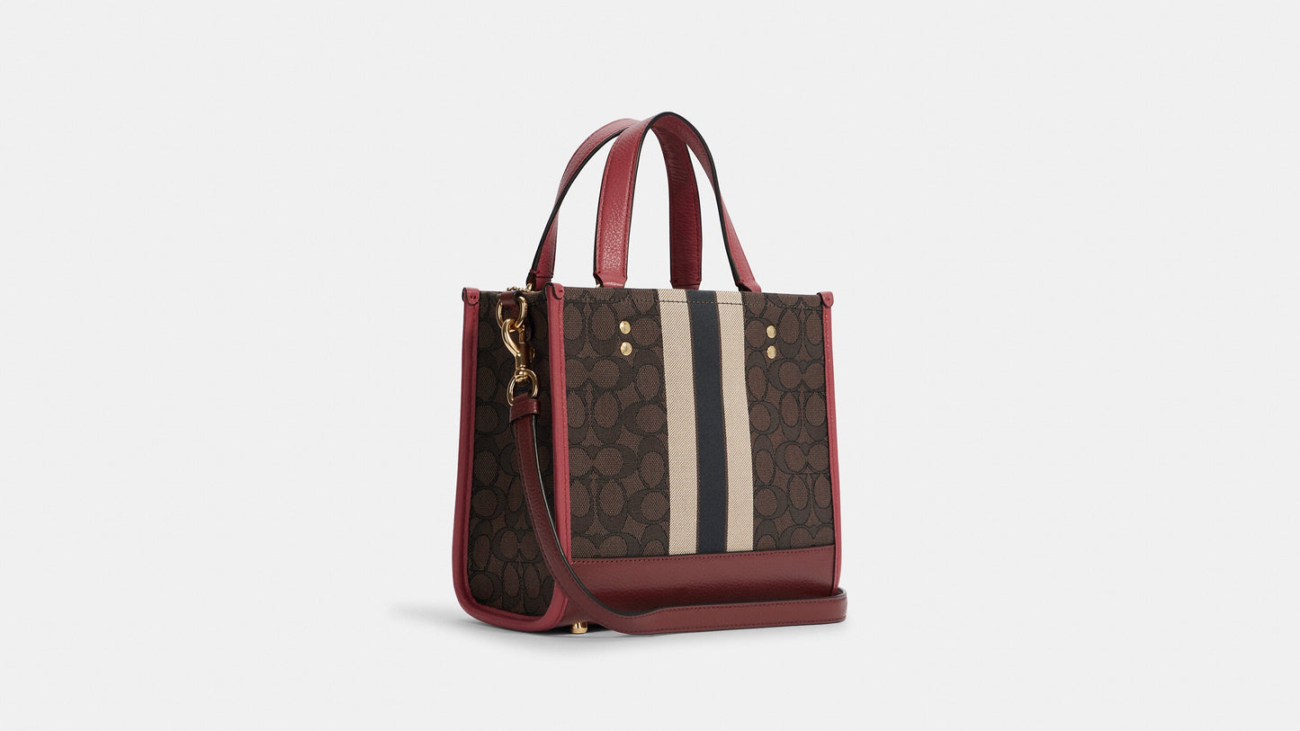 Coach Dempsey Tote 22 In Signature Jacquard With Coach Patch And Stripe