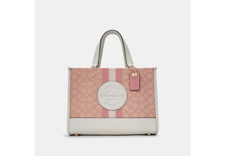 Coach Dempsey Carryall In Signature Jacquard With Coach Patch And Heart Charm