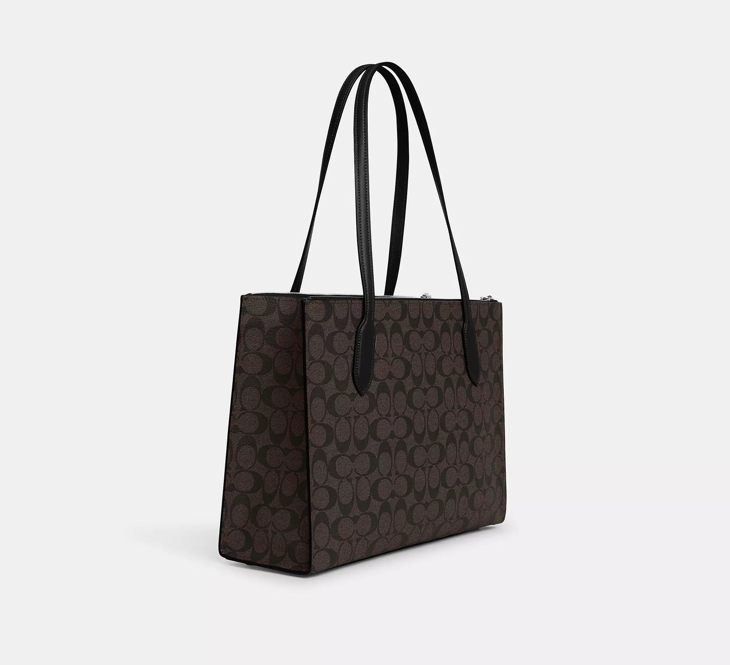 Coach Nina Tote In Signature Canvas Silver/Brown Black