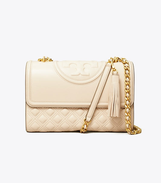 Tory Burch Fleming Convertible Shoulder Bag Large New Cream