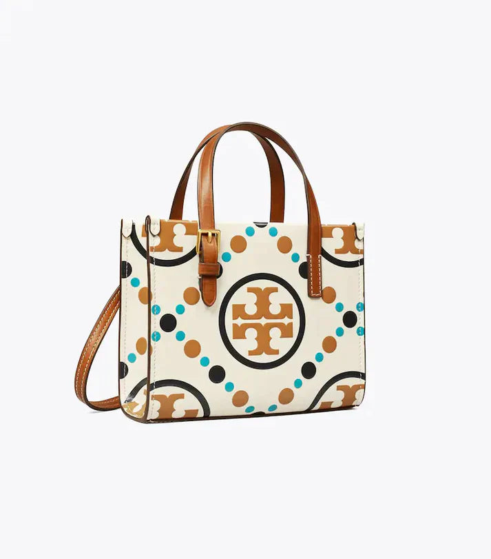 Tory Burch T Monogram Contrast Embossed Square Tote (Mini)